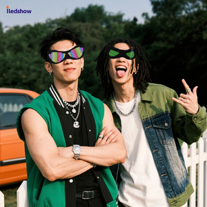 Kacamata LED bercahaya menarik pesan berubah dengan aplikasi sentuh gambar tulisan DIY kacamata Pesta LED dengan animasi lucu - Product Image 6