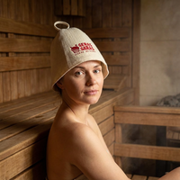 Chapeau de sauna en laine isolant thermiquement, doux pour la peau, à bord ondulé évasé, imprimé personnalisé, protection pour la tête, idéal pour hôtel, salon, maison, sauna, cabine