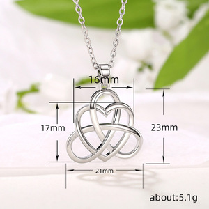 Collana con ciondolo a cuore con nodo cinese per donna, catena a clavicola con ciondolo triangolare, gioielli alla moda - Product Image 5