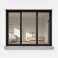 Ventanas Abatibles Modernas con Marco de Aluminio Negro, Ventanas Abatibles de Ahorro Energético para Hogares