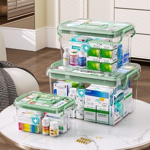 KiMin Plastic Square Medical Kit Portable Transparent Large Capacity <strong>Household</strong> First <strong>Aid</strong> Storage Box - Product Image 1