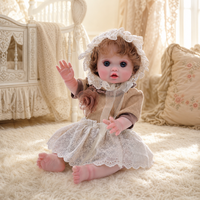Poupée Reborn de 18 pouces en vinyle intégral avec bonnet en dentelle, cardigan tricoté, sucette et cheveux bouclés, poupée nouveau-né pour jeu d'imitation