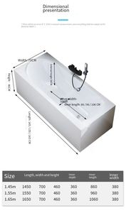 <span class=keywords><strong>Baignoire</strong></span> autoportante rectangulaire moderne Wayon en acrylique avec finition blanc brillant pour un luxe de forme carrée WWYG - Product Image 6