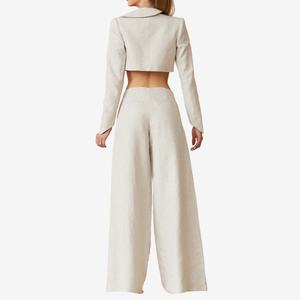 Conjunto Casual de Estilo Nuevo OEM para Mujer, Top Corto de Manga Larga, Blazer y Pantalones, Conjunto de Dos Piezas, Trajes para Mujer - Product Image 2