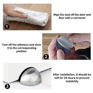 Conception <span class=keywords><strong>de</strong></span> sécurité <span class=keywords><strong>auto</strong></span>-adhésive en métal Limiteur anti-collision Forme montée au sol Bouchon en caoutchouc Half Moon Tall Magnetic Door Stop - Product Image 5