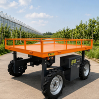 Chariot à plateforme électrique tout-terrain 4 roues 500 kg 1000 W pour la récolte en verger, largeur réglable, chariot agricole