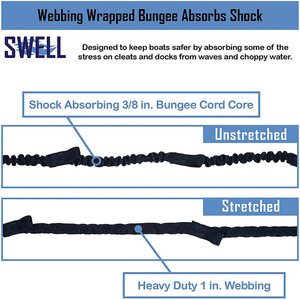 Corde d'amarrage élastique Swell avec crochet, haute tension, pour équipement marin, surf et rangement de kayak - Product Image 3