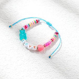 Braccialetto fatto a mano in ceramica morbida intrecciata estate boemia regolabile <span class=keywords><strong>orso</strong></span> lettera braccialetto di fascino - Product Image 4