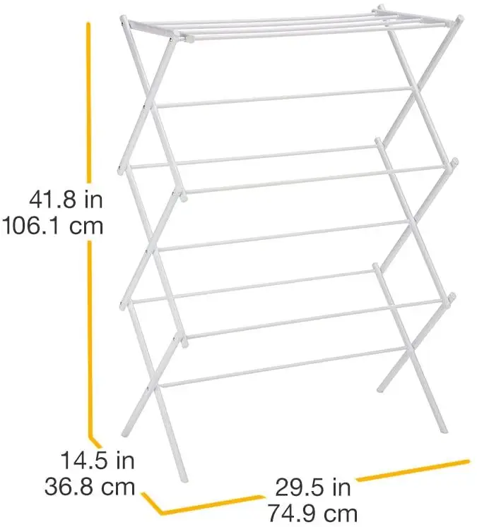 White Foldable Alloy Steel Clothes Drying Laundry Rack