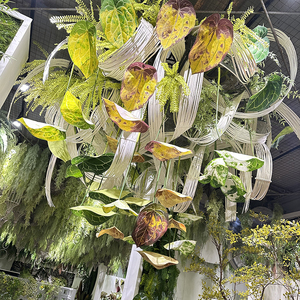 Feuilles de palmier artificielles tropicales Monstera de grande taille, grandes et petites feuilles vertes avec tiges pour la <span class=keywords><strong>décoration</strong></span> de fête hawaïenne Luau - Product Image 6