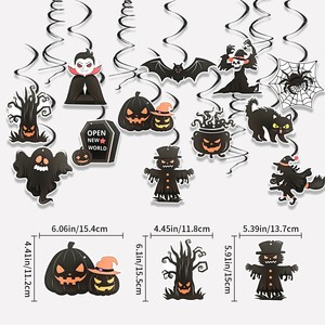Décorations suspendues en <span class=keywords><strong>spirale</strong></span> pour Halloween, ornements de plafond en <span class=keywords><strong>spirale</strong></span>, découpes de citrouille, fantôme, chauve-souris, sorcière, décorations de plafond intérieures pour Halloween - Product Image 3