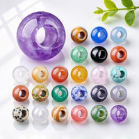 Perle de charme à grand trou en pierre naturelle mélangée pour bracelet européen, fournitures de bricolage pour bijoux, vente en gros