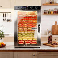 Déshydrateur alimentaire électrique commercial 1100W, 18 plateaux, en acier inoxydable, four de séchage numérique à pompe à chaleur pour fruits, viande, épices, herbes