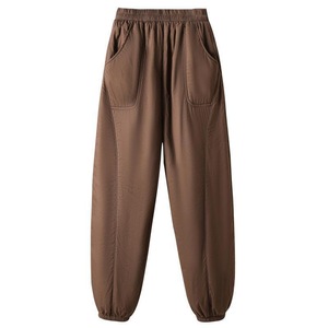 Women's Harem Pants Mid Waist Thickened Windproof Long Trousers Casual Tapered Cuff Color Blocking Design - Product Image 5
