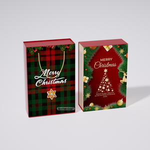 Caja <span class=keywords><strong>de</strong></span> Regalo Navideña con Cierre Magnético y Lazo, Diseño Personalizado con Logotipo, Material Reciclado, Estampado Dorado, para Vino - Product Image 2