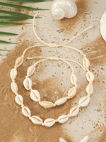 Collier ras du cou en coquillages Puka faits à la main pour l'été à Hawaï, accessoires de mode océaniques, ensembles de bracelets en coquillages tressés de plage et coquillages cauris