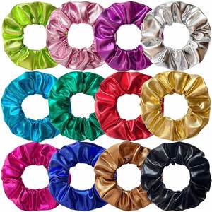 Wholesale Solid Color Simple Fashion Ties Satin Scrunchies Women 12Cm Rope Head Flower Rubber Band Hair Accessories - Product Image 1
