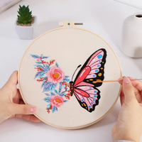 Kit de Bordado con Aguja Mágica de Algodón Hecho a Mano, con Base Termoadhesiva, Diseño de Flores, Punto de Cruz Personalizado, para Principiantes