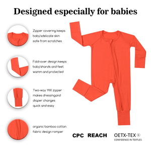 Ready to Ship <strong>Baby</strong> Boy and Girl Romper Infant Long Sleeve Sleeper <strong>Newborn</strong> Two Way Zipper <strong>Baby</strong> <strong>Outfit</strong> 220GSM Bamboo Pajamas - Product Image 2