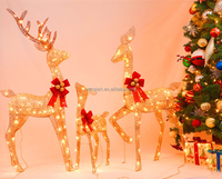 Ensemble de 3 rennes de Noël lumineux, lumière LED blanc chaud, pour décorations de Noël à la maison, dans la cour, pour les fêtes