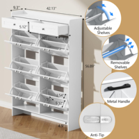 Meuble à chaussures basculant ultra-plat en bois massif pour gain de place, idéal pour l'entrée des petits appartements