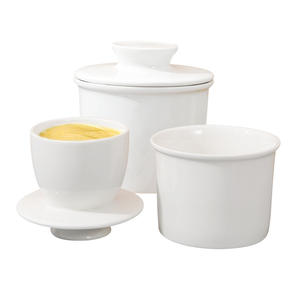 Juego de platos para mantequilla de cerámica Dongfeng, cilindro de porcelana blanca con tapa para hotel, café, té DF1215 - Product Image 2