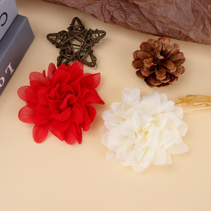 Corsage en fleur 3D en mousseline de soie 8 cm, fleur en tissu faite à la main pour cheveux, chaussures, sacs, vêtements, accessoires - Product Image 3