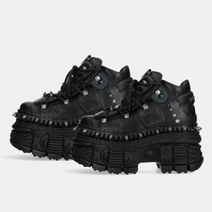 Zapatos de Plataforma Góticos Oscuros de Primavera y Otoño con Suela Gruesa, Estilo Punk con Remaches Metálicos y Aumento de Altura para Mujer - Product Image 5