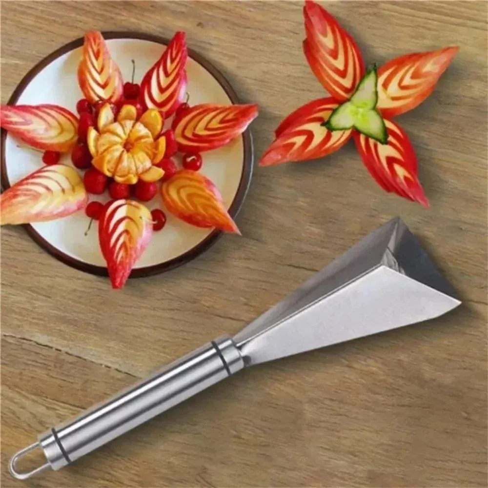 Stainless Steel Triangle Fruit Carving Knife Fruit Platter Artifact Triangle Vegetable Cutter Non-slip Diy Decor Kitchen Tools