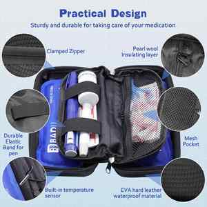 Sac isotherme de voyage pour insuline, approuvé par la TSA, avec affichage numérique de la température, 2 blocs réfrigérants inclus - Product Image 3