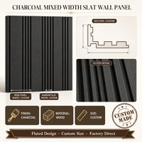 Panneau mural à lattes en chêne anthracite de largeur variée pour mur TV moderne, taille personnalisée, OEM