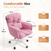 Fauteuil de bureau ergonomique moderne pivotant en velours imperméable multifonctionnel réglable en hauteur avec vérin pneumatique et revêtement haute densité