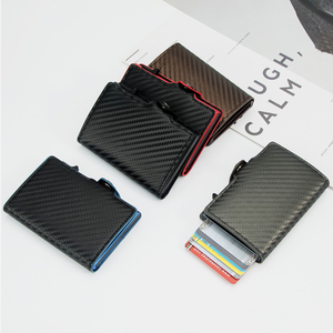 Men Ultra Thin Carbon Fiber Leather Popup Automatic Cardholder <b>Wallet</b> Anti Theft RFID Protection Smart Bank Card <b>Holder</b> for Men - Product Image 6