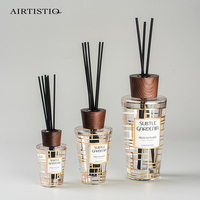 Diffuseur d'huiles essentielles en gros, flacon conique en verre de 425 ml, diffuseur d'arômes à bâtonnets avec couvercle en bois
