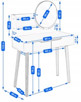 Table de maquillage moderne blanche pour chambre à coucher avec panneau en bois durable, tabouret et miroir amovible