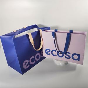Sacs en papier d'achat en carton bleu marine et violet KM Luxury, écologiques, logo personnalisé - Product Image 3