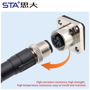 M12 kaynaklı kare flanş Metal havacılık soketli konnektör taban <span class=keywords><strong>2</strong></span> <span class=keywords><strong>3</strong></span> 4 5 6 8 12 17 Pin güneş enerjisi için - Product Image 4