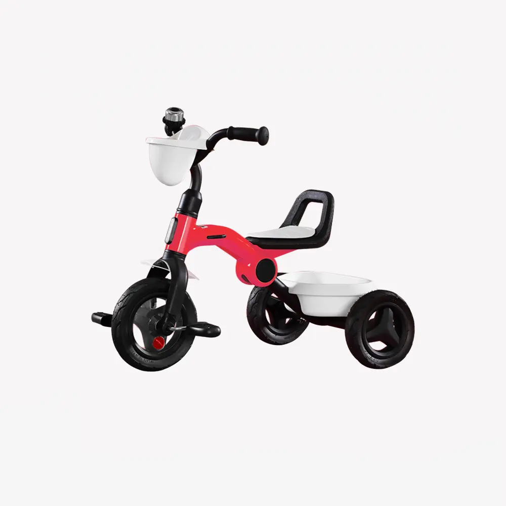 Loopingfun المعادن دراجة أطفال ثلاثية 3 إيفا عجلات الاطفال 1-6 سنوات طفل عمره المحمولة طوي Trike عجلة أطفال ثلاثية مع سلة