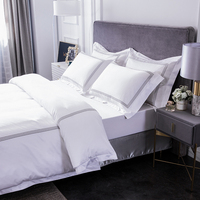 Ensemble de literie de style hôtelier 100% coton blanc taille Queen, disponible en OEM, avec housse de couette brodée et taie d'oreiller