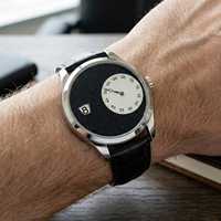 Montre à mouvement Jumping Hour OEM, cadran Aventurine, bracelet en cuir, montre-bracelet mécanique automatique minimaliste, logo personnalisé, fabricant