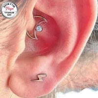 ASTM F136 Titanium CZ Cartilage Earrings Daith Helix Rings Fashion Moon Ear Hoop Nose Ring Septum Clicker Body Piercing Jewelry
