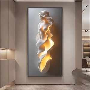 <span class=keywords><strong>Quadro</strong></span> <span class=keywords><strong>Moderno</strong></span> da Parete Decorativo in Cristallo e Porcellana con LED, Dipinti Paesaggistici Appesi, Stile Minimalista di Lusso per <span class=keywords><strong>Soggiorno</strong></span> - Product Image 3