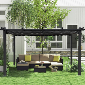 3x4m có thể thu vào ngoài trời pergola với <span class=keywords><strong>Sun</strong></span> <span class=keywords><strong>Shade</strong></span> tán kim loại nơi trú ẩn cho vườn hiên bãi biển nướng khu vị-đồ Gỗ Ngoài Trời - Product Image 2