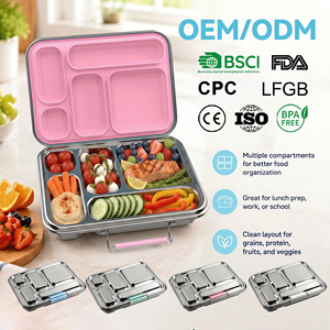 Boîte à bento réutilisable en plastique Tritan et acier inoxydable multicouche, certifiée FDA LFGB, écologique, de haute qualité, sans BPA et anti-fuite - Product Image 1