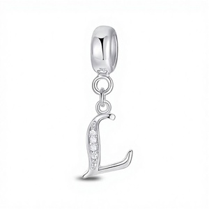 Fabbrica di Gioielli OEM ODM, Piccoli Lotti Personalizzati, <span class=keywords><strong>Charm</strong></span> con Lettera <span class=keywords><strong>L</strong></span> in Argento Sterling 925, Bracciale e Collana Abbinati per Uso Quotidiano - Product Image 3