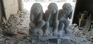 Pietra a grandezza naturale tre scimmia statua scultura vedere nessun male sentire nessun male non parlare male per la decorazione del giardino - Product Image 3