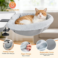 Lit de bureau pour chat, hamac en peluche pour chat, pliable, à clipser sur le bureau, adapté à divers ordinateurs de bureau