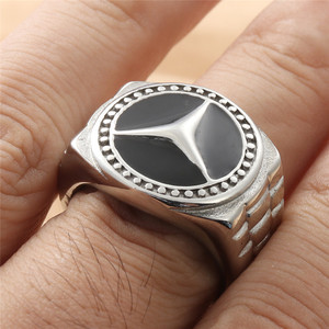 <b>Titanium</b> Steel Men's <b>Ring</b> Geometric <b>Black</b> Epoxy Inlay Retro Punk Style Jewelry Gift 16059 - Product Image 4