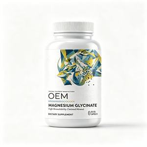 OEM ODM Glicinato de Magnesio Quelado, 90 Cápsulas Vegetales, 120 mg de Magnesio Elemental, Sin GMO, GMP, HACCP, ISO, Halal - Product Image 1