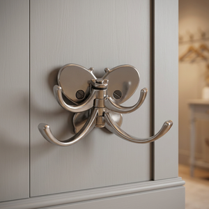 AK Brass Butterfly Shape Wall <b>Hook</b> Nickel Finish Double <b>Hook</b> <b>Coat</b> Hanger <b>Decorative</b> Wall Hanger Home Interior Decor - Product Image 5